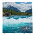 thumbnail image 3 of Ambesonne Landscape Shower Curtain, River Cloudy Mountain, 69"Wx84"L, White Green Grey, 3 of 5