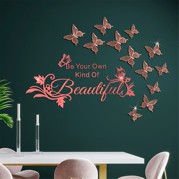 Xihbxyly Adhesivo de Pared de Espejo Acrílico, Hermosa Decoración para El Hogar, Dorado, Azul, Rojo, Negro y Oro Rosa, Juego Múltiple a Juego, Decoración para Bodas, Decoración de Habitación Infantil
