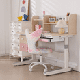 thumbnail image 3 of Guyou Mermaid Swivel Chair for Kids Ages 5-12 - Adjustable Height Children's Chair with Faux Fishtail Back & Rollers - Study/Dressing Desks Chairs for Bedroom, Star Colours, 3 of 6