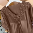 thumbnail image 7 of ZyeKqe Nightgown with Bulit in Bras for Women Lace V Neck Short Sleeve Tie Front Casual Comfy Loungewear Mini Dress, 7 of 7