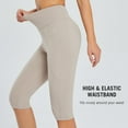 thumbnail image 3 of BALEAF Women's Capri Leggings Knee Length High Waisted Plus Size Yoga Casual Workout Exercise Capris with Pockets Beige L, 3 of 6