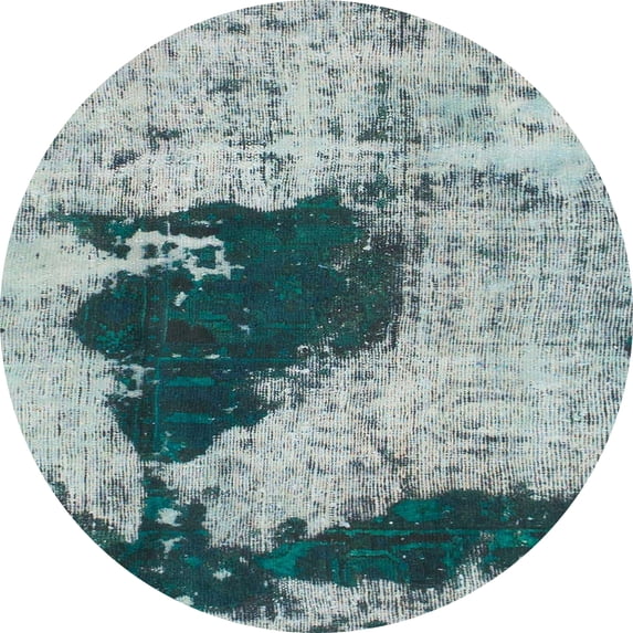 Ahgly Company Indoor Round Abstract Metallic Silver Gray Abstract Area Rugs, 7' Round