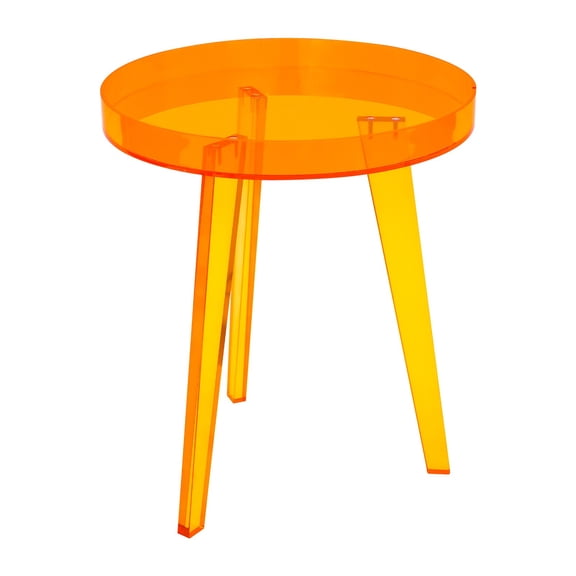 Freestanding End Table, Acrylic Side Table, Orange Side Table for Living Room