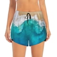 thumbnail image 3 of Uemuo Beach Pattern Women's Athletic Shorts High Waisted Running Shorts with Liner Pockets Gym Elastic Workout Shorts-XX-Large, 3 of 9