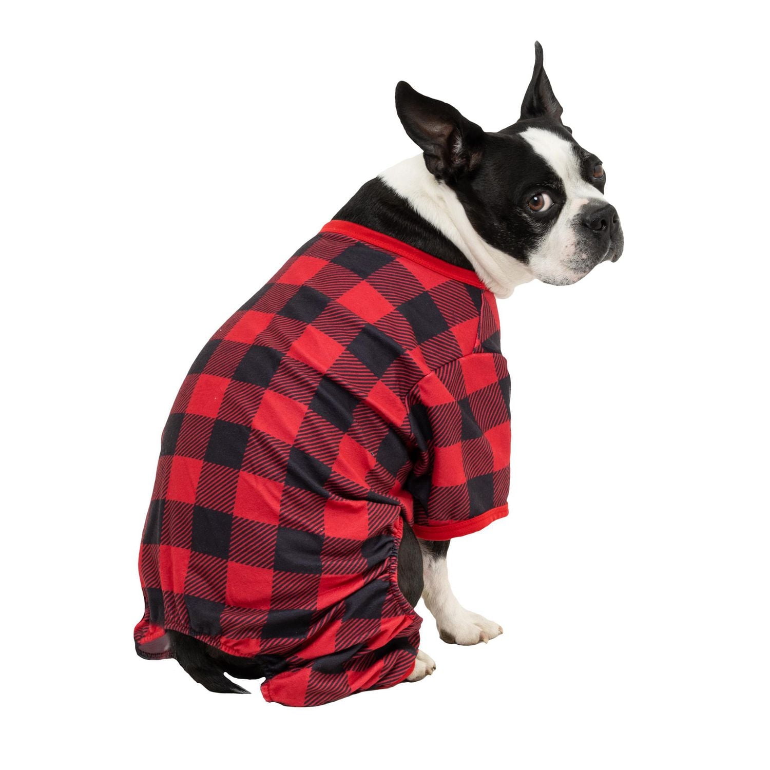 Vibrant Life Checkered Pet Holiday PJ for Pets - Dog and Cat Pajamas - Red
