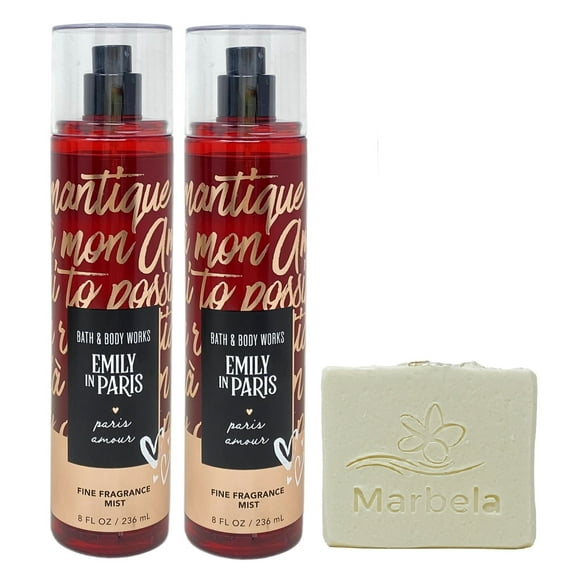 Bath & Body Works Emily In Paris - Paris Amour 2 Pack Fine Fragrance Mist Set with a Natural Oats Bar Soap - Full Size