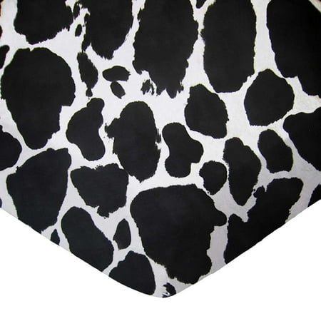 SheetWorld Fitted 100% Cotton Percale Play Yard Sheet Fits BabyBjorn Travel Crib Light 24 x 42, Black Cow