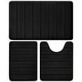 thumbnail image 1 of Semfri 3 Pcs Memory Foam Bathroom Mat Set Bathroom Rug Set Non Slip Absorbent Toilet Mat Set Comfortable Soft Machine Wash Thick Black, 1 of 7