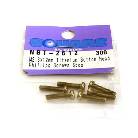12 1 6 Toy Model Uniforms Integy RC Toy Model Hop-ups SQ-NGT-2612 Square R/C M2.6 x 12mm Titanium Button Head Phillips Screws (6 pcs.) ()