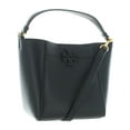 thumbnail image 2 of Tory Burch Womens McGraw Pebbled Leather Bucket Handbag Black Medium, 2 of 3
