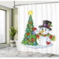 thumbnail image 3 of Ambesonne Snowman Shower Curtain, Xmas Tree Winter, 69"Wx84"L, Multicolor, 3 of 5