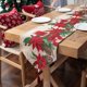 thumbnail image 4 of Puntoco Bandera de mesa con flores navideñas de algodón teñido en hilo navideño, bandera para la cola de la cama, decoración navideña, mantel, 4 of 8