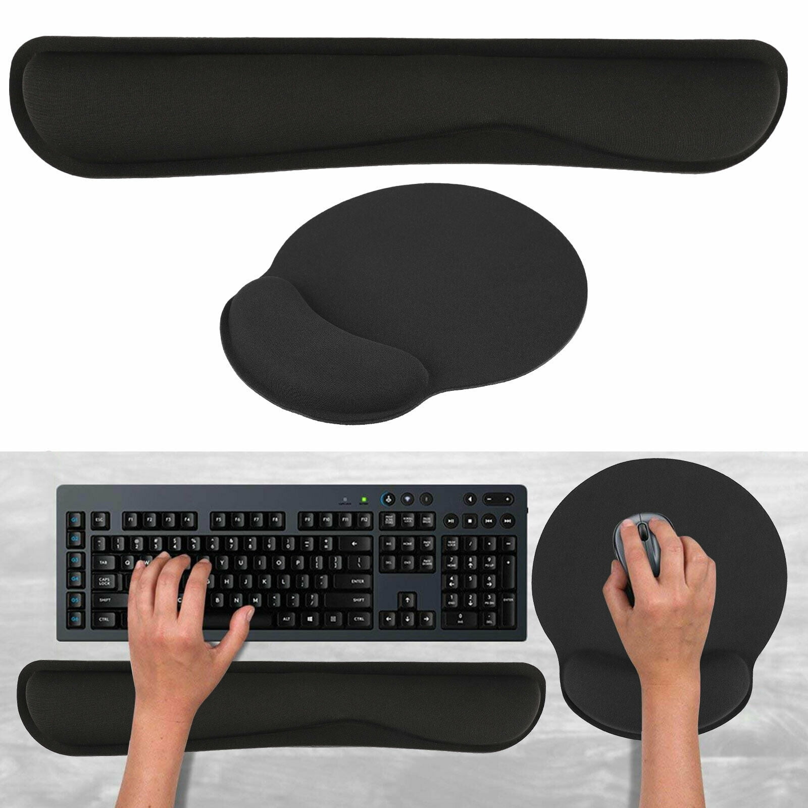 Memory Foam Keyboard Wrist Rest Pad and Silica Gel Mouse Pad Wrist Support L 