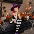 thumbnail image 3 of Red Hair Shelf Sitting Witch Figurine with Black Cat,1PCS Gothic Resin Edge Sitting Witch Statue with Witch Hat,12" Spooky Fall Halloween Decor for Tabletop& Bookshelf, 3 of 6