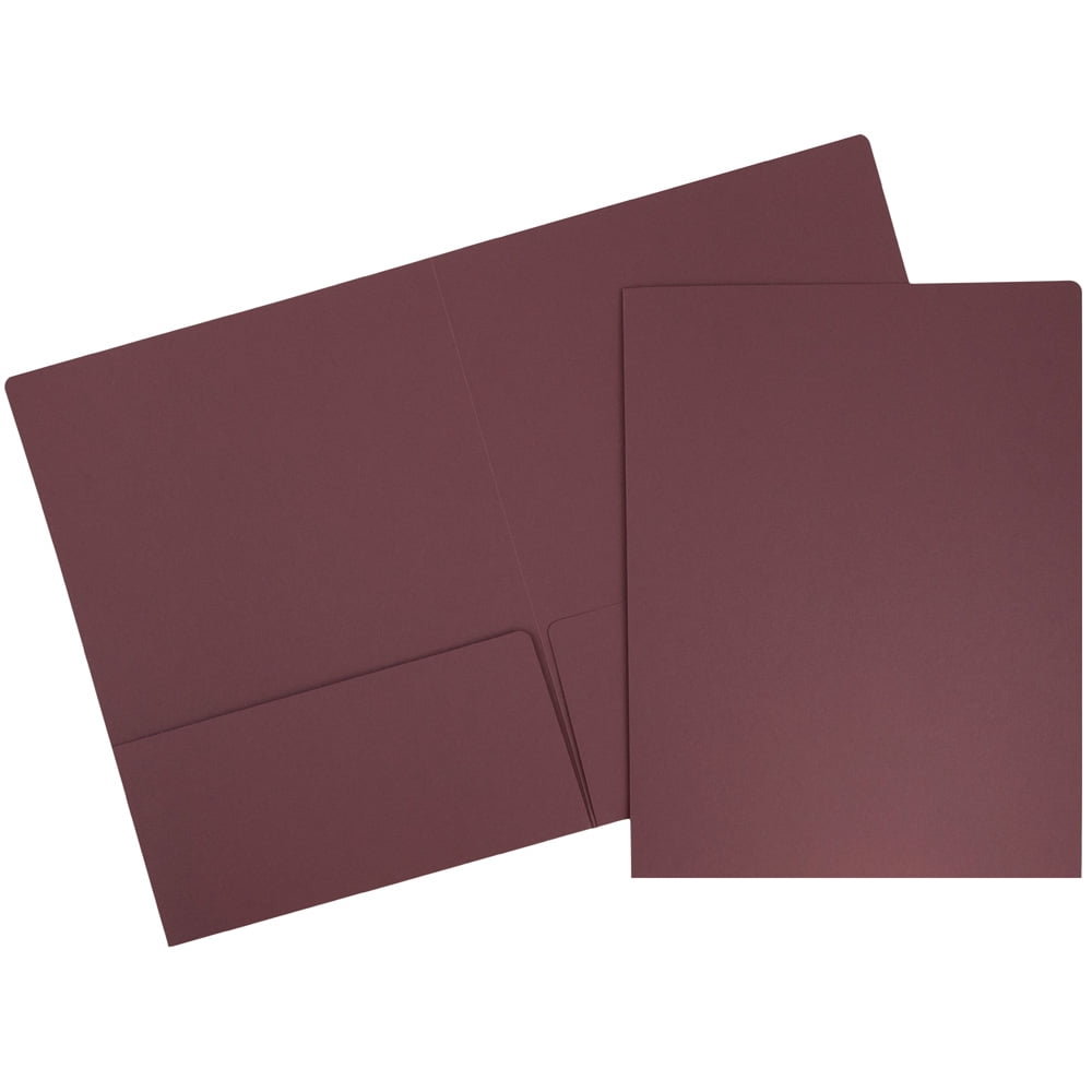 JAM Matte Two Pocket Folders, Burgundy, 6/Pack