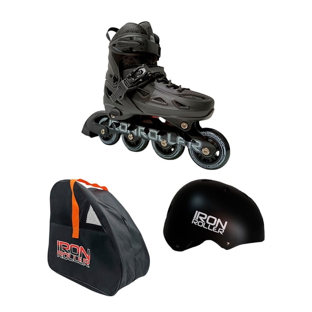 Combo De Patines Ajustables Casco Y Bolsa Speed Black
