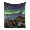 thumbnail image 1 of Aurora Borealis Soft Flannel Fleece Throw Blanket, Well Known Aurora Icelandic Trait Rocky Mountainous Area Landscape, Cozy Plush for Indoor and Outdoor Use, 70" x 90", Multicolor, by Ambesonne, 1 of 6