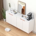 thumbnail image 4 of Sideboard Buffet Cabinet, Kitchen Storage Cabinet with Fluted Waveform Doors and Adjustable Shelf, Buffet Cabinet with Storage for Living Room, Dining Room, Hallway, White, 4 of 8