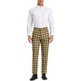 thumbnail image 2 of Pantalones de hombre INSPIRE CHIC de cuadros, corte regular, frente plano, elásticos, a rayas, 38 marrón y blanco, 2 of 7