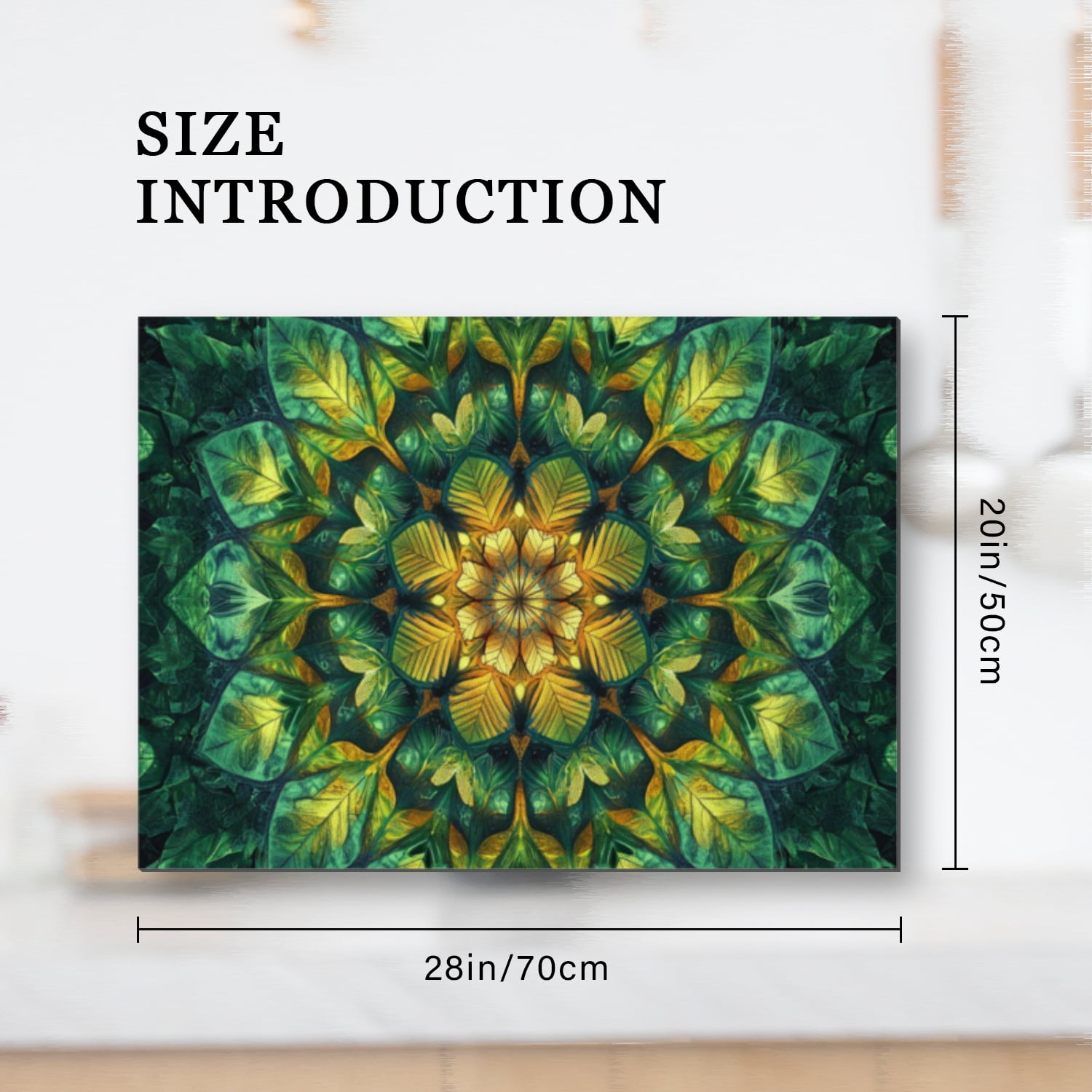 Stove Top Covers for Electric Stoves, Green Mandala with Leaves Non-Stick Kitchen Pad for Gas Stove Cooktop, Washable Countertop Protector Mat for Kitchen RV (28×20 Inch)