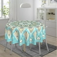 thumbnail image 2 of Mandala Green Waterproof Picnic Patio Party Round Table Cloth Cover Decorations Fabric 60 Inch Circular Tablecloth for 20-47 Inch Home Dining Room Kitchen Decor, 2 of 6