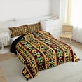 thumbnail image 4 of Manfei Western Boho Print Queen Comforter Set,Ancient Aztec Geometric Bedding Sets,Brown Yellow Cyan Bedding Comforter Set For Men Women,Super Cozy Room Decor Reversible,3pcs, 4 of 9