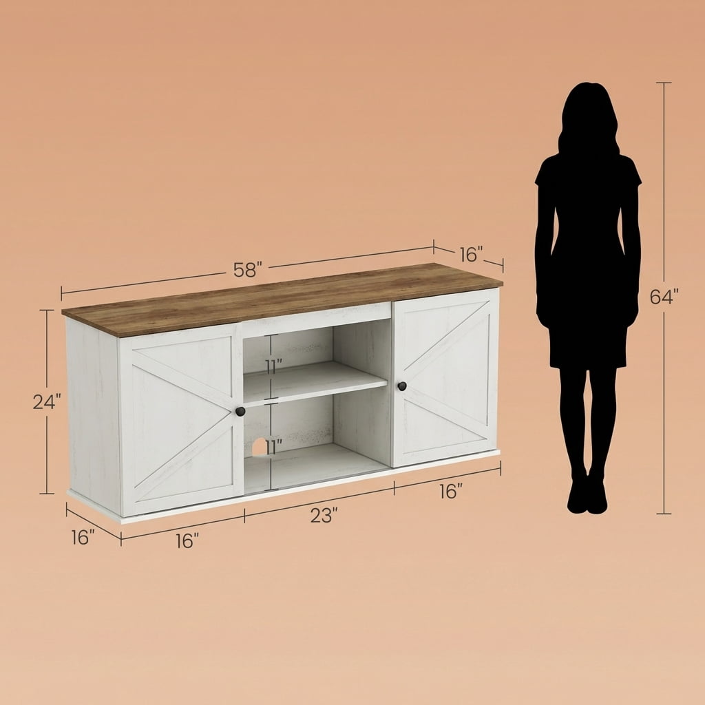 LEDREM 58" TV Stand for 65" TV, Entertainment Center Console Table with Adjustable Compartments, 170 lb Capacity, Easy Assembly