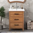 thumbnail image 4 of 24'' Bathroom Vanity with Ceramic Basin Sink, Modern Bathroom Storage Cabinet with 3 Drawers, Freestanding Bathroom Vanity Cabinet with Single Sink (Same as SW000108AAP), 4 of 9