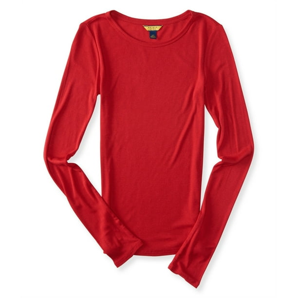 Camiseta Aeropostale Básica de Manga Larga Roja Pequeña