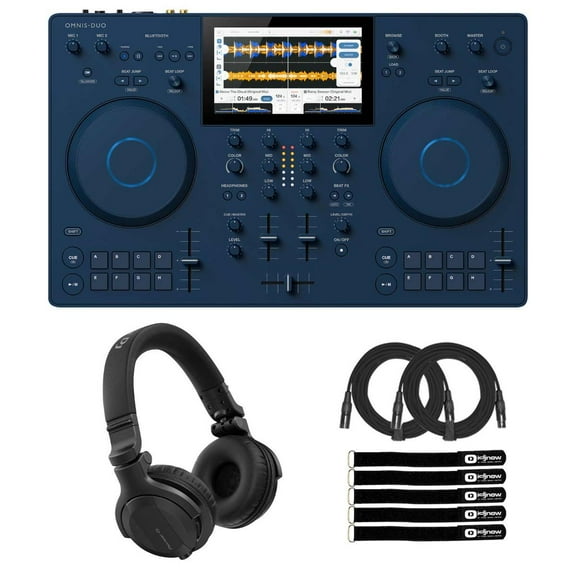 AlphaTheta OMNIS-DUO All-in-One Portable DJ System with Headphones Package