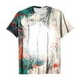 thumbnail image 3 of Jewelreauty Women Casual Tie-Dye Short Sleeve Shirts Round Neck Leopard Print Tops Summer Trendy Tunic Tee (S, Khaki), 3 of 4
