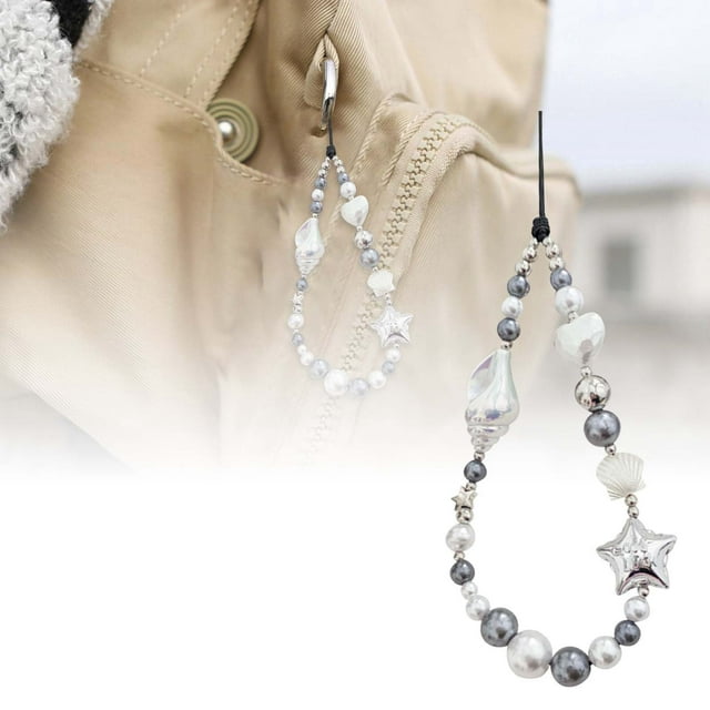 Versatile Phone Lanyard Ocean Wind Bead Chain Gradient Design Conch Hanging Decoration for Mobile Devices Outdoor Activities