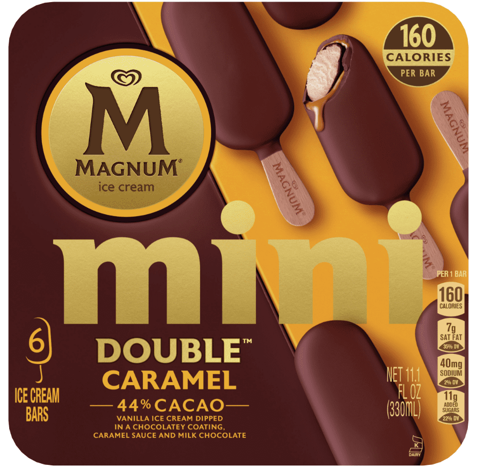 Magnum Mini Double Caramel Vanilla Ice Cream Bars Frozen Desserts, 6 Count