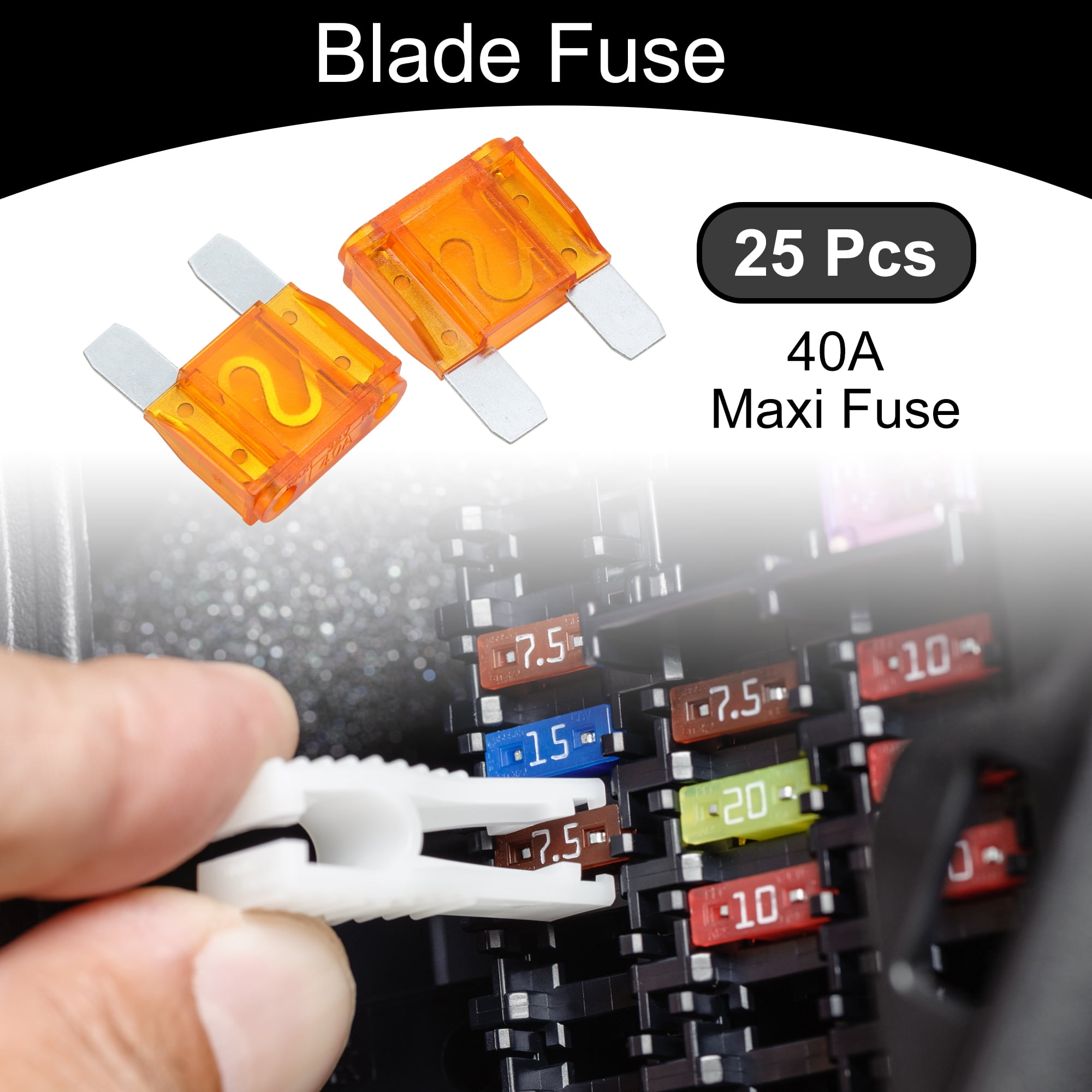Unique Bargains Maxi Fuse 40A Blade Fuse, Blade Style Fuses Replacement for Automotive Car Boat Truck SUV RV Motorcycle Orange 25 Pcs