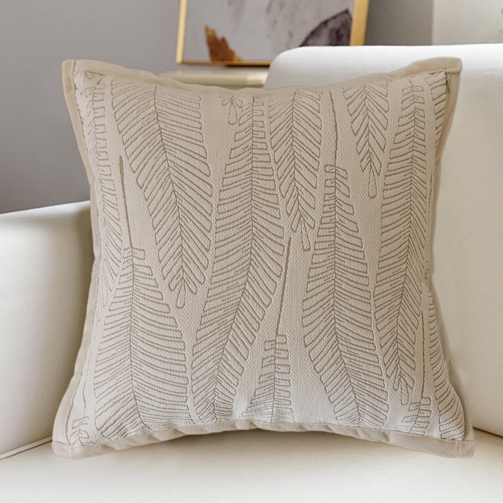 PureCasa Polyester Throw Pillow for Bed Sofa Couch, Household Throw Couch Cushions Decorative Pillows for Indoor Outdoor, Modern Simple Home Decor for Living Room Bedroom, Beige, 18"x18", 1PC, B