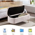 thumbnail image 4 of Storage Ottoman Bench, Modern Faux Fur Upholstered Entryway Bench with Gold Metal Legs, Flip Top Ottoman Stool Footrest for End of Bed Living Room Bedroom, Ivory, 4 of 7