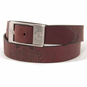 Ohio State Brown Leather Brandished Belt