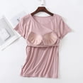 thumbnail image 7 of Zemara Womens T Shirts, Women's T-Shirt Category Top with Built-In Bra Camisole Seamless Comfort Stretch Short Sleeve Everyday Wear for Versatile Spring SummerAutumn Comfort Pink L, 7 of 7
