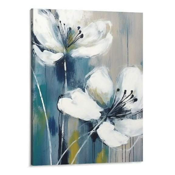 Creowell  Framed Canvas Wall Art Print Seafoam Blooms Float Framed Canvas Art for Wall Decor, Living Room, Bedroom, Bathroom, Kitchen, Office or Business Artwork -16x20 in