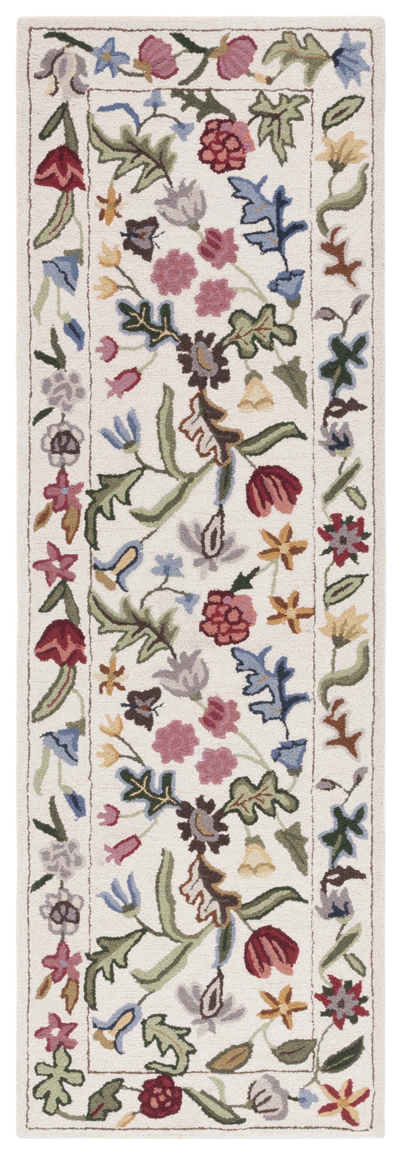 Safavieh Chelsea Mabelle Floral Wool Runner Rug, Ivory/Green, 2'3" x 17'