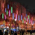thumbnail image 3 of Cadena de luces de lluvia de meteoritos de 30 cm/50 cm, luces de carámbanos para aleros, para jardín, exterior, árbol de Navidad, decoración de bodas y fiestas, 8 tubos, 3 of 5