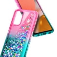 thumbnail image 5 of Nagebee Case for Samsung Galaxy A52 5G with Tempered Glass Screen Protector (Full Coverage), Sparkle Glitter Flowing Liquid Floating Bling Diamond Women Girls Cute Case (Pink/Aqua), 5 of 6