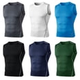 thumbnail image 1 of TFixol Camiseta sin mangas de compresión para hombre, chaleco sin mangas con cuello redondo, corte ajustado de secado rápido, 1 of 7