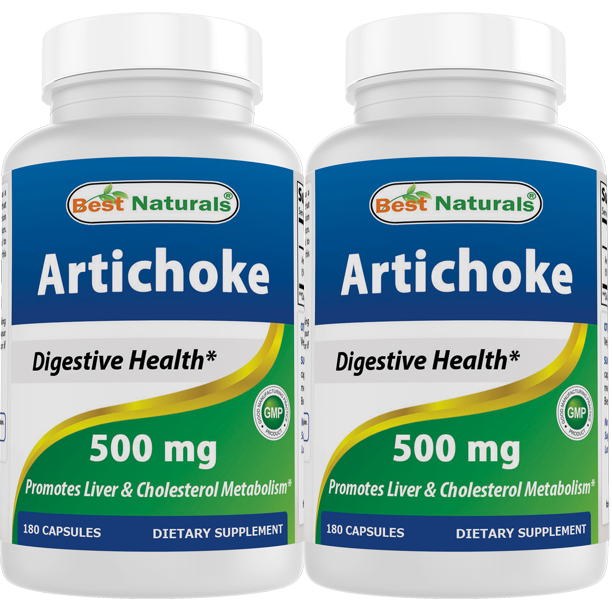 2 Pack Best Naturals Artichoke Extract 500 mg 180 Capsules