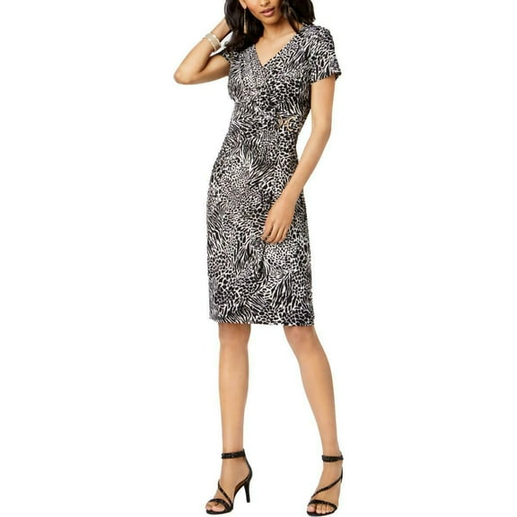 Thalia Sodi Printed Wrap Dress Cloud Combo M