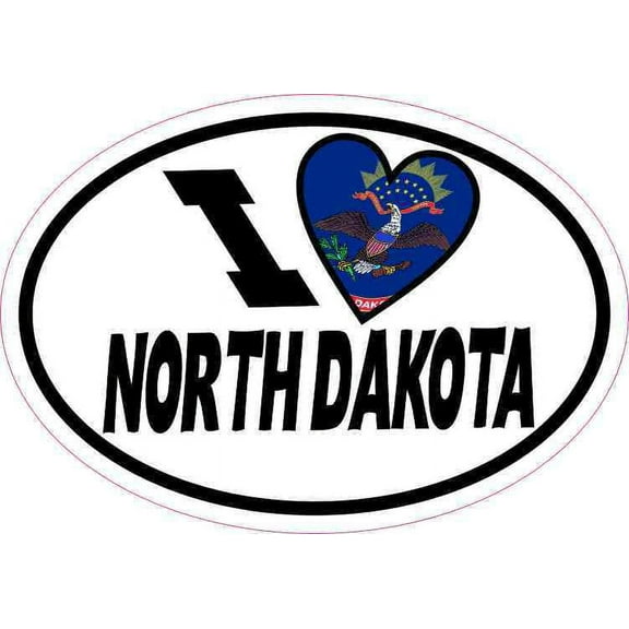 5in x 3.5in Oval I Love North Dakota Sticker