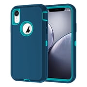 Petocase for iPhone XR Case,Shockproof Dust/Drop Proof 3-Layer Full Body Protection [Without Screen Protector] Rugged Heavy Duty Durable Cover Case,Navy/Teal
