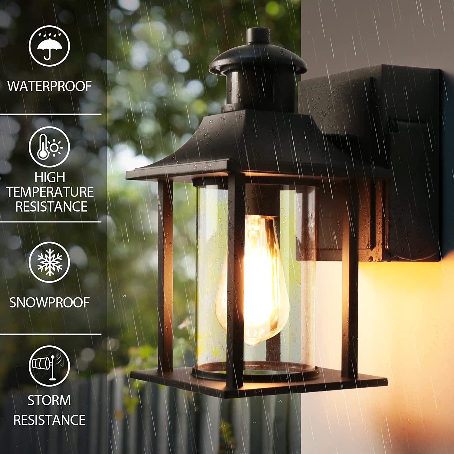 Outdoor Porch Light with GFCI Outlet for House,Dusk to Dawn Motion Sensor  Outdoor Light Fixture Exterior Work with Security Camera,Waterproof Anti-Rust  Wall Lantern for Balcony Garage(Bulb not Include