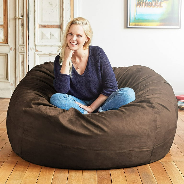 Lumaland 4ft Bean Bag Chair with Microsuede Washable Cover Brown