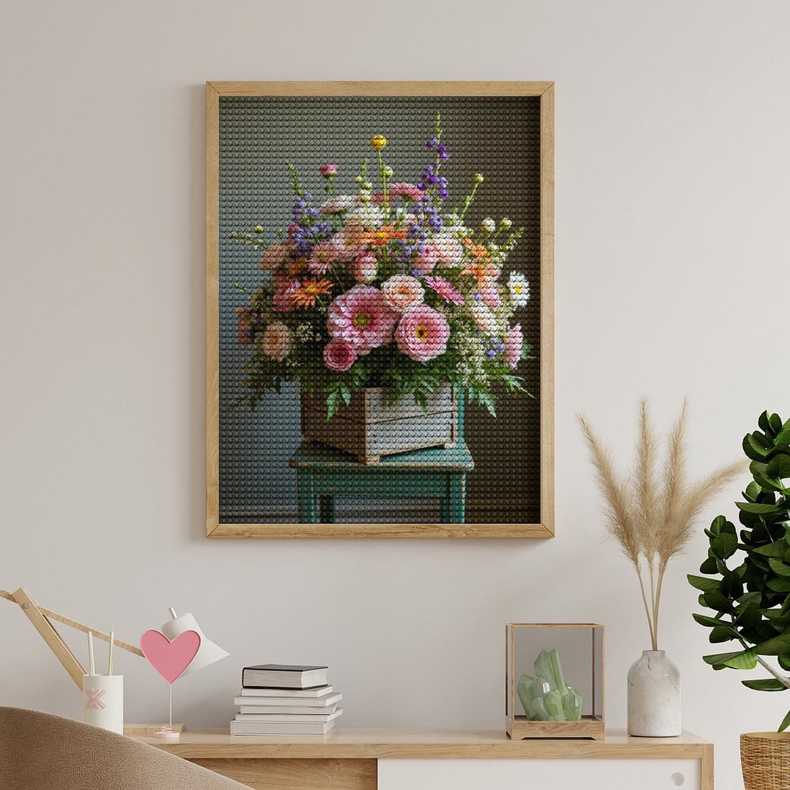 Diamond Art Kits for Adults - Blooming Floral Arrangement Display 5d Diamond Painting for Adults, Diamond Art for Adults Beginners, Frameless Diamond Painting Kits for Adults for Home Wall Decor
